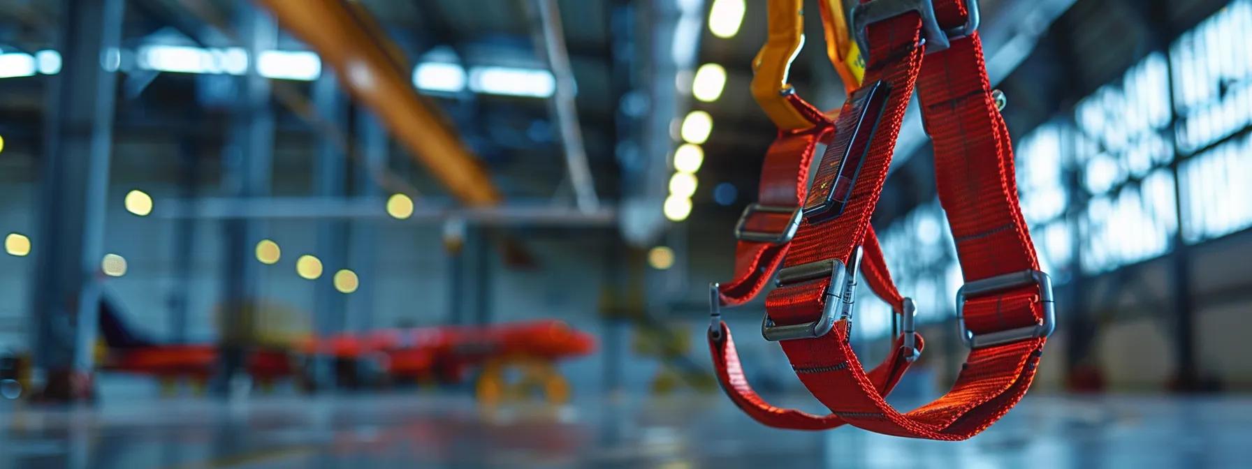 a dynamic indoor scene showcases a comprehensive fall protection system in an aircraft hangar, highlighting robust anchorage points, bright safety harnesses, and well-structured guardrails against the backdrop of sleek, industrial aircraft. a dynamic indoor scene showcases a comprehensive fall protection system in an aircraft hangar, highlighting robust anchorage points, bright safety harnesses, and well-structured guardrails against the backdrop of sleek, industrial aircraft.