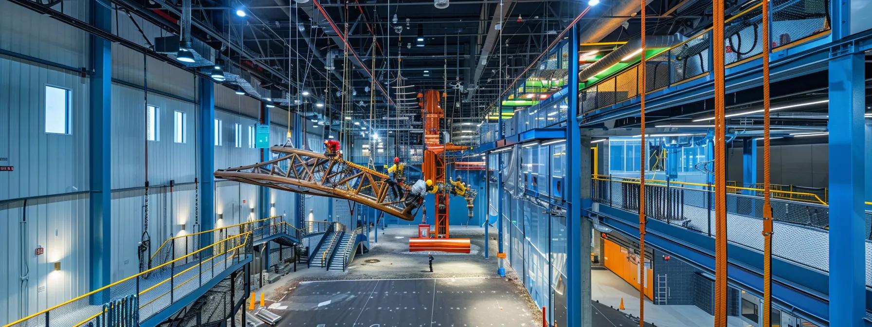 a dynamic indoor training session showcasing a diverse group of workers actively engaging in fall protection procedures, surrounded by safety equipment and instructional materials, illuminated by focused overhead lights in a modern training facility. a dynamic indoor training session showcasing a diverse group of workers actively engaging in fall protection procedures, surrounded by safety equipment and instructional materials, illuminated by focused overhead lights in a modern training facility.