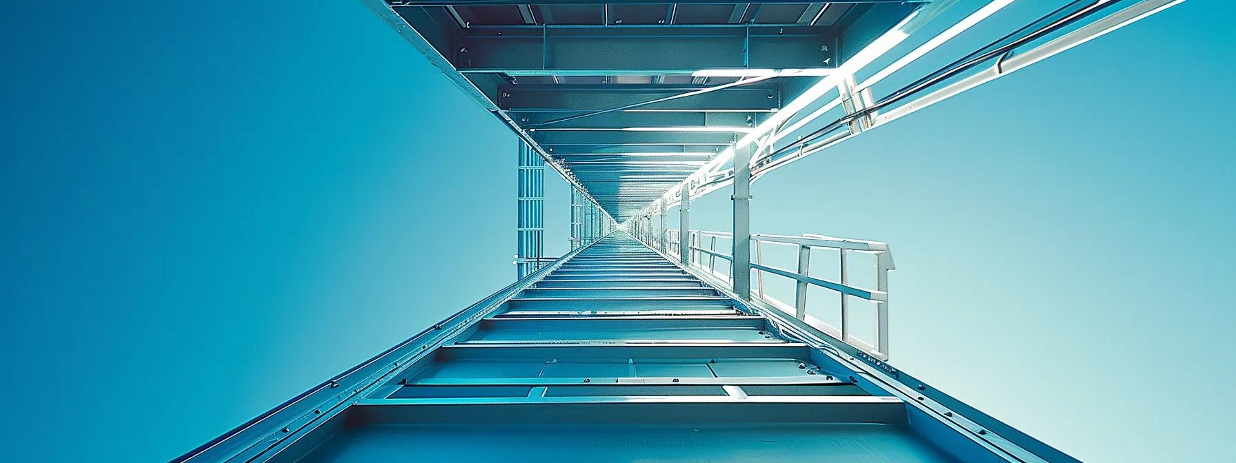 a high-tech telecommunication tower looms against a clear blue sky, showcasing robust safety systems like engineered ladder systems and turn-key anchor points, illustrating the advanced protection methods employed for technicians working at great heights. a high-tech telecommunication tower looms against a clear blue sky, showcasing robust safety systems like engineered ladder systems and turn-key anchor points, illustrating the advanced protection methods employed for technicians working at great heights.