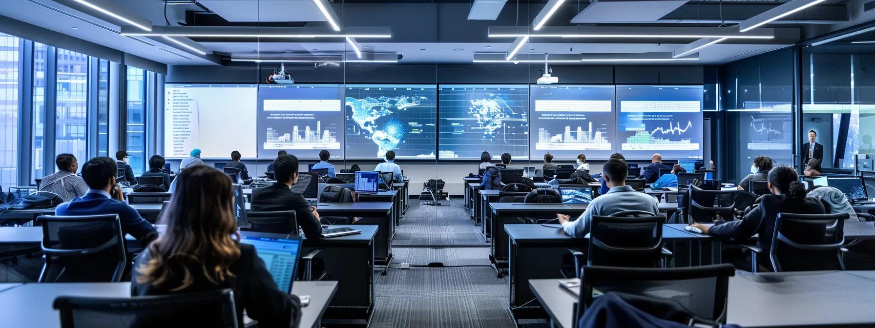 a modern office training room features a diverse group of attentive employees engaged in a dynamic equipment safety training session, with a large screen displaying compliance graphics and inspection checklists, emphasizing the integration of inspections and training for enhanced workplace safety. a modern office training room features a diverse group of attentive employees engaged in a dynamic equipment safety training session, with a large screen displaying compliance graphics and inspection checklists, emphasizing the integration of inspections and training for enhanced workplace safety.