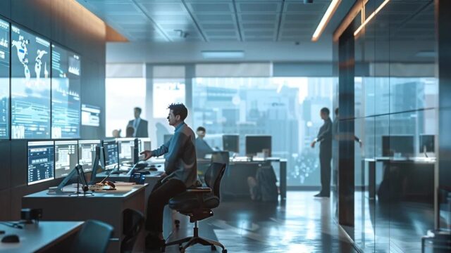 a sleek, modern office environment showcases a team of professionals engaged in thorough equipment inspections, emphasized by clear safety protocols displayed on digital screens, highlighting the importance of compliance and training in maintaining a secure worksite.