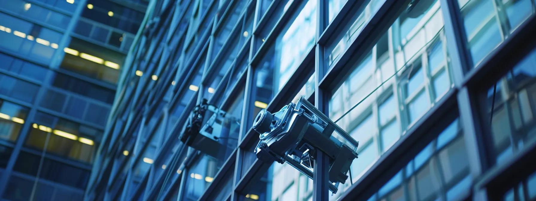 a close-up shot captures a sleek, state-of-the-art self-retracting lifeline system mounted on a high-rise building's edge, surrounded by industrial safety equipment, emphasizing advanced fall protection technology in an urban construction environment. a close-up shot captures a sleek, state-of-the-art self-retracting lifeline system mounted on a high-rise building's edge, surrounded by industrial safety equipment, emphasizing advanced fall protection technology in an urban construction environment.