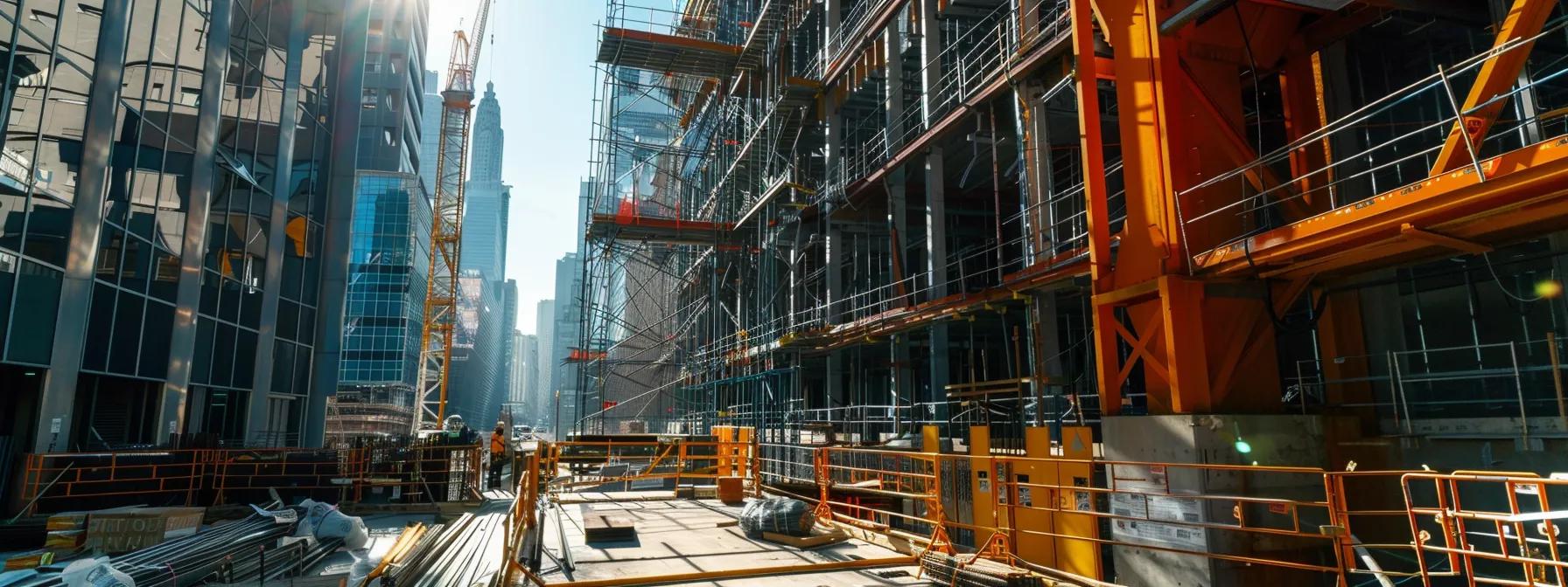 a dynamic urban construction site showcases advanced self-retracting lifelines seamlessly integrated into a state-of-the-art walkway safety system, emphasizing robust fall protection while ensuring efficient worker mobility amidst a backdrop of towering steel frameworks. a dynamic urban construction site showcases advanced self-retracting lifelines seamlessly integrated into a state-of-the-art walkway safety system, emphasizing robust fall protection while ensuring efficient worker mobility amidst a backdrop of towering steel frameworks.
