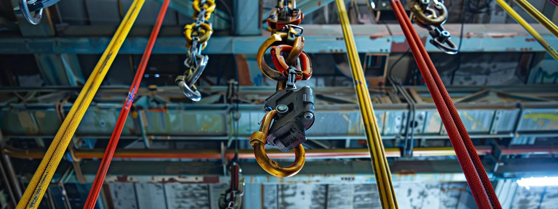 a visually impactful industrial setting showcases various types of fall protection anchors installed on a sturdy overhead beam, emphasizing their vital role in maintaining safety and structural integrity in a high-rise construction environment. a visually impactful industrial setting showcases various types of fall protection anchors installed on a sturdy overhead beam, emphasizing their vital role in maintaining safety and structural integrity in a high-rise construction environment.