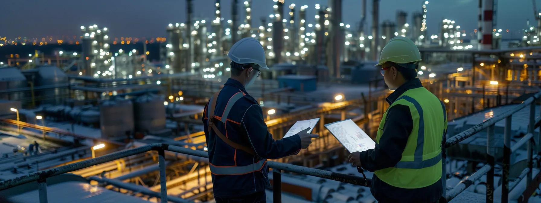 a well-lit industrial rooftop setting showcases professionals conducting a thorough safety inspection, surrounded by safety equipment and organized maintenance records, emphasizing the importance of long-term roof safety measures. a well-lit industrial rooftop setting showcases professionals conducting a thorough safety inspection, surrounded by safety equipment and organized maintenance records, emphasizing the importance of long-term roof safety measures.