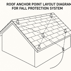 Roof anchor point layout diagram for fall protection system
